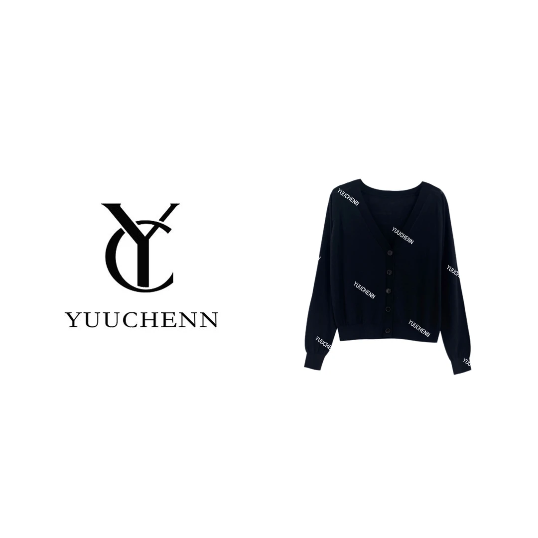 YUUCHENN/时尚气质高级针织衫长袖百搭黑色春季纯色 29868