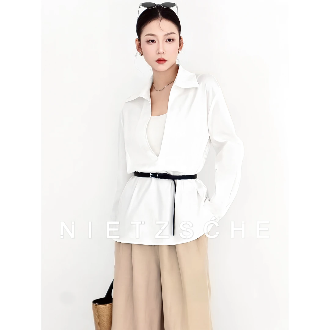 Nietzsche｜老钱深V衬衫｜怒推160支极简高智通勤灵魂裁剪衬衫61675