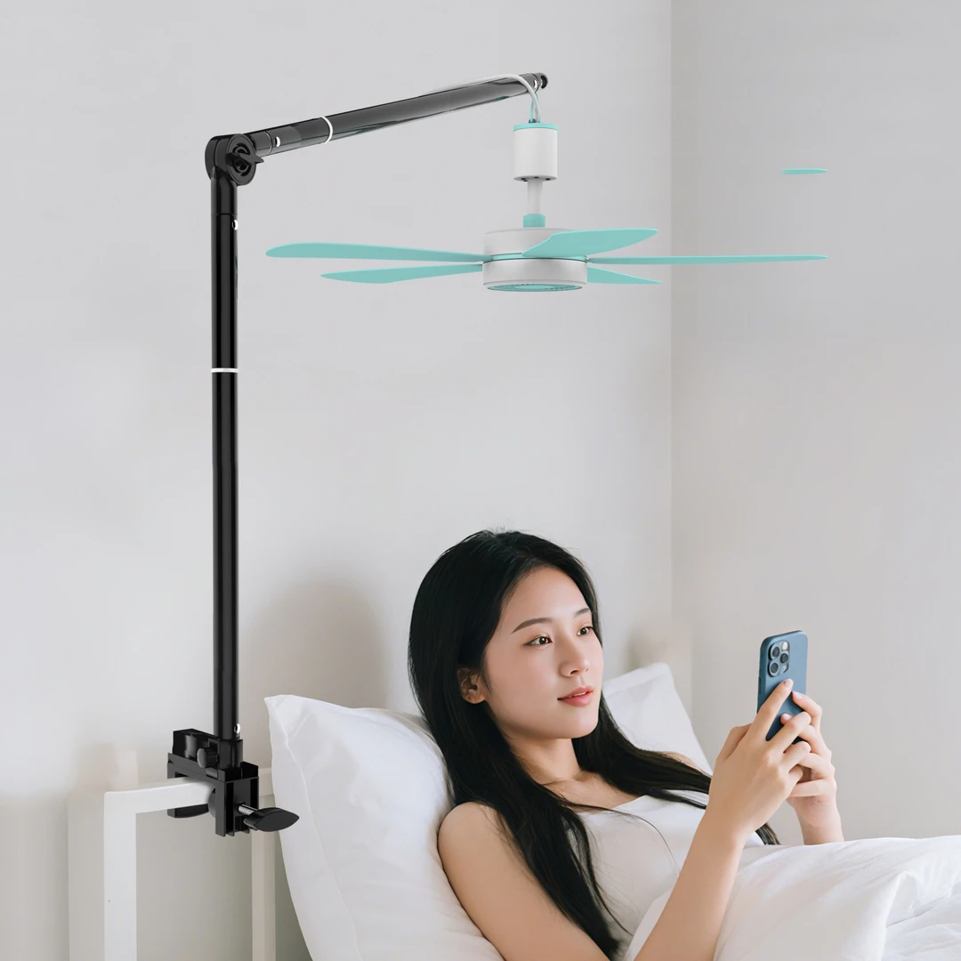 新款小吊扇支架夹式家用蚊帐微风扇专用床头床上固定架支撑杆横杆