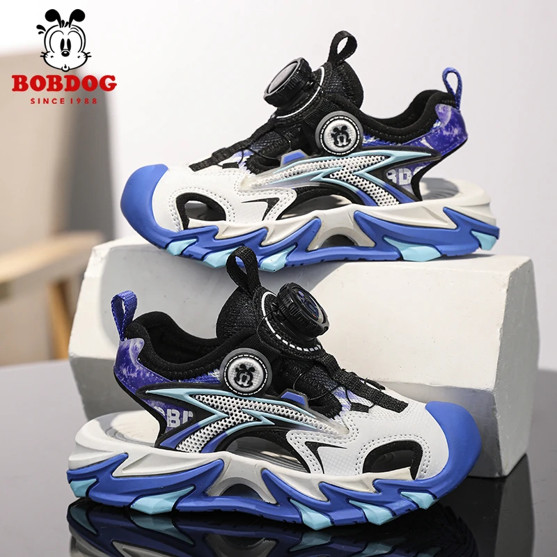 巴布豆男童包头凉鞋2025夏季防滑儿童网面透气沙滩凉鞋男孩中大童