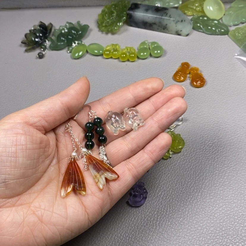 【闪购商品】蛇纹石玉挂件耳饰耳环项链未镶嵌红*果