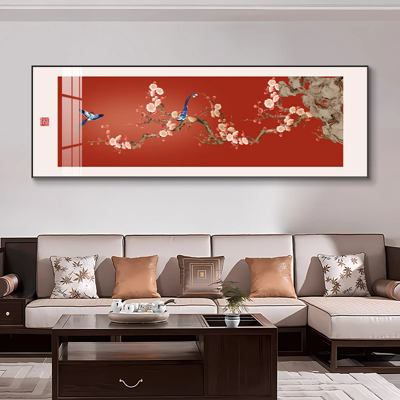 喜上眉梢装饰画客厅沙发背景墙过道横版新款卧室床头好寓意挂壁画