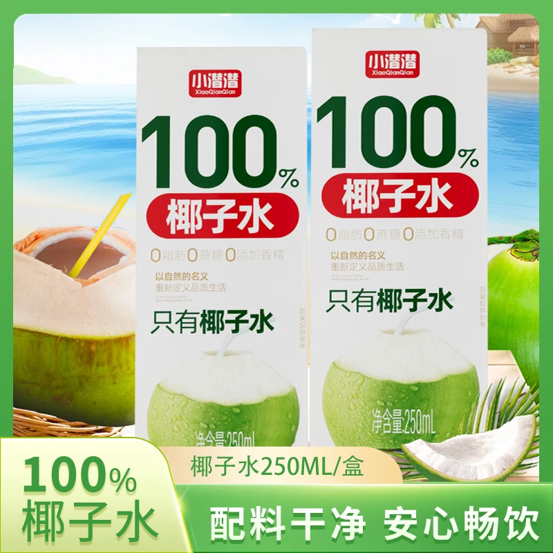 到手10盒100%椰子水果味饮料配料干净250ml/盒清爽解暑渴饮品特价