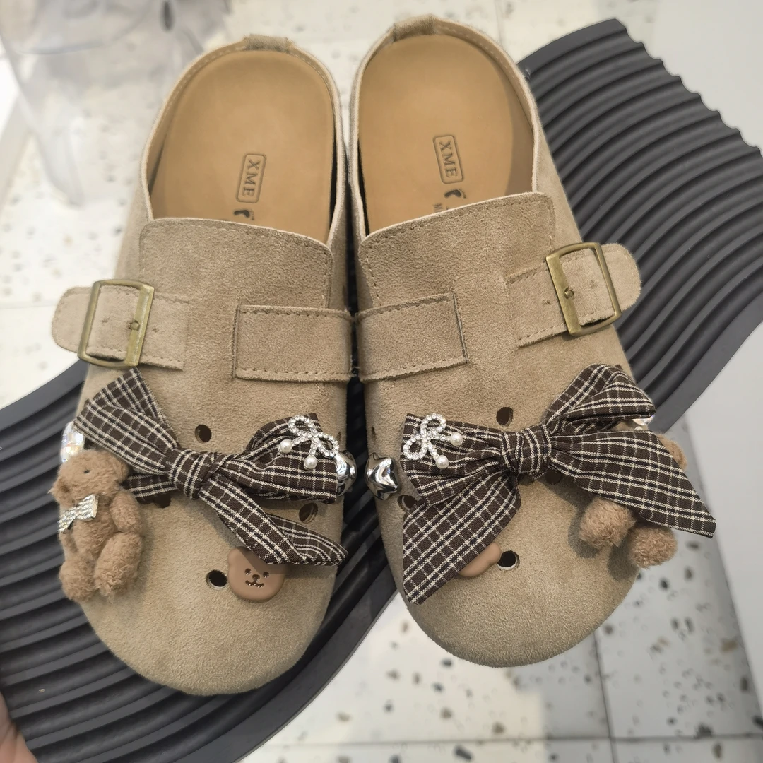 XZ002咖色小熊韩版拖鞋-边夹