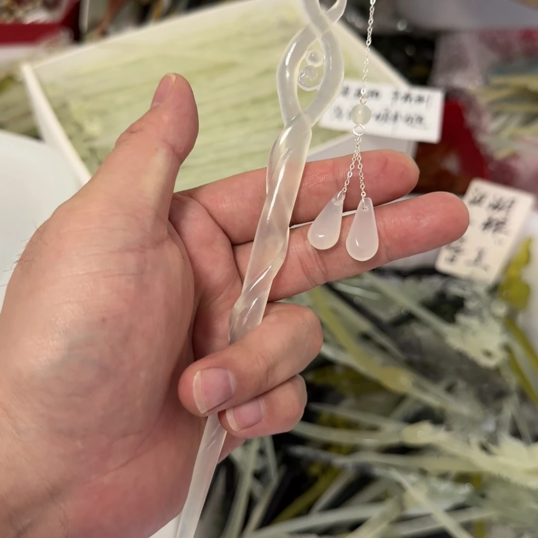 岫玉发饰未镶嵌明君玉簪就是好看