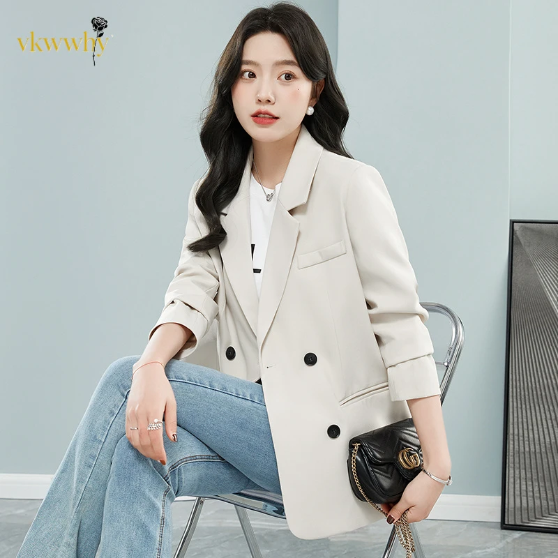 春秋新款百搭韩版高级休闲小个子女士纯欲慵懒风女装西服外套气质