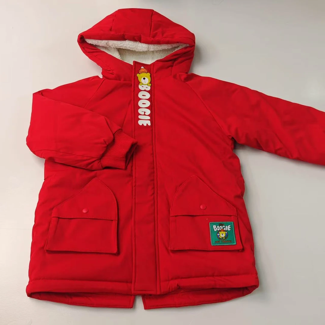 卜吉熊新款男女童装连帽轻奢时尚儿童休闲中长款保暖棉服（037）