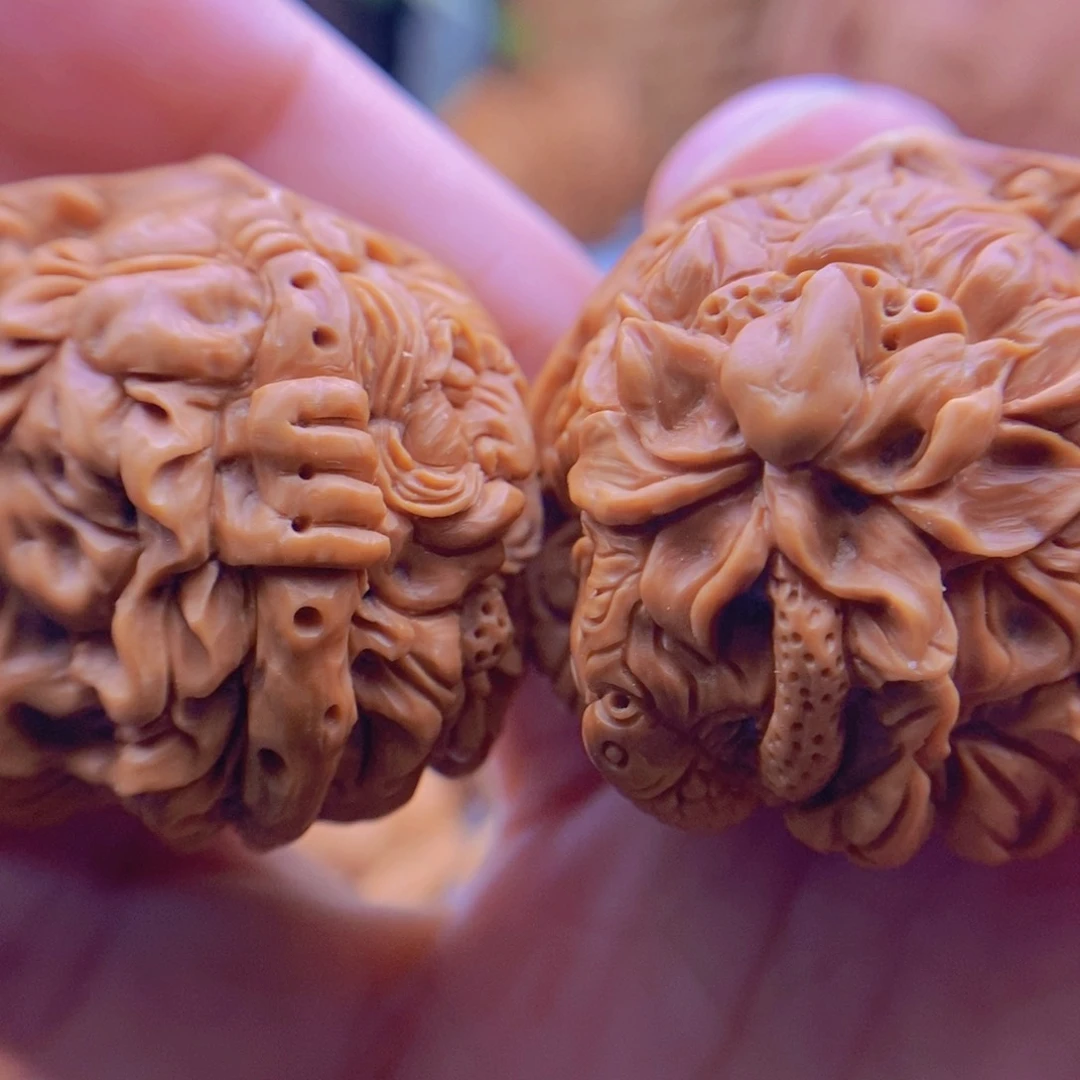 文玩核桃把件纯手工雕刻达摩悟禅