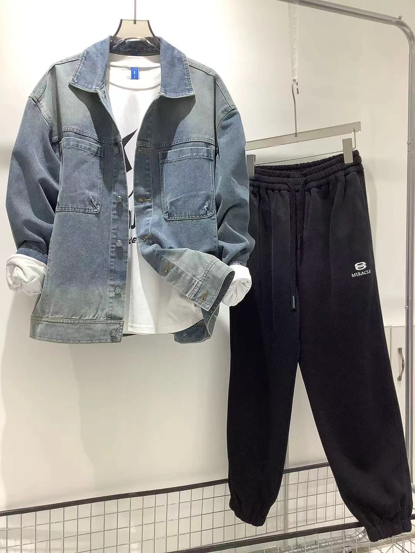 【D1108-蓝色】青少年牛仔外套