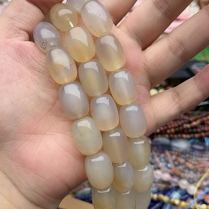 玛瑙/玉髓未镶嵌珠宝半成品一条13/28mm左右玛瑙桶珠