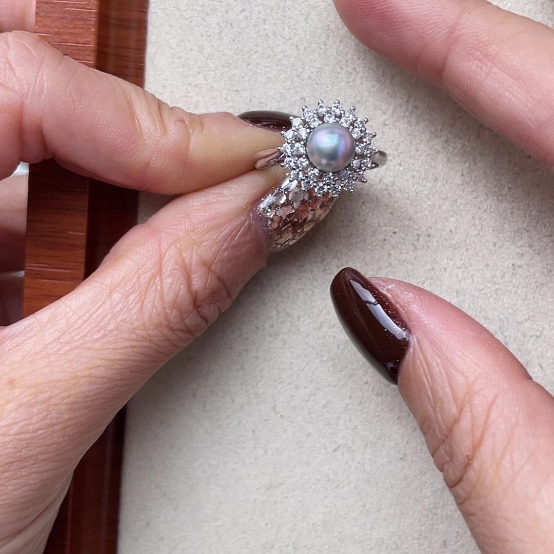 银S925镶嵌海水珍珠戒指