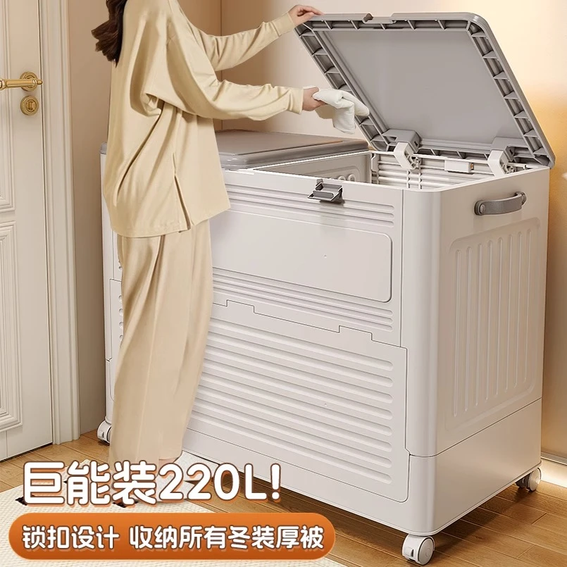 日本进口衣服收纳箱整理箱超大衣物收纳柜储物柜翻盖可折叠