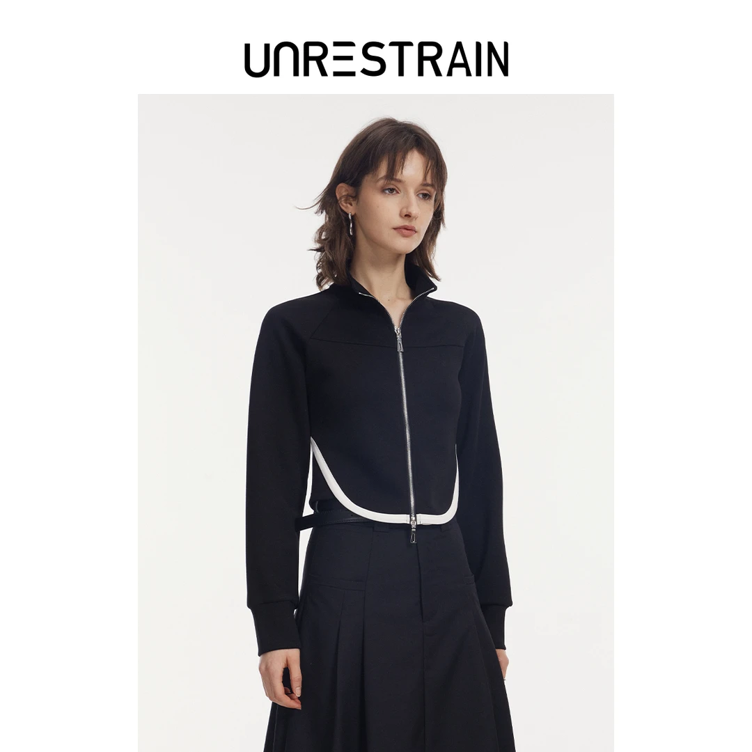 UNR设计师品牌夏新品黑色休闲修身短款外套女