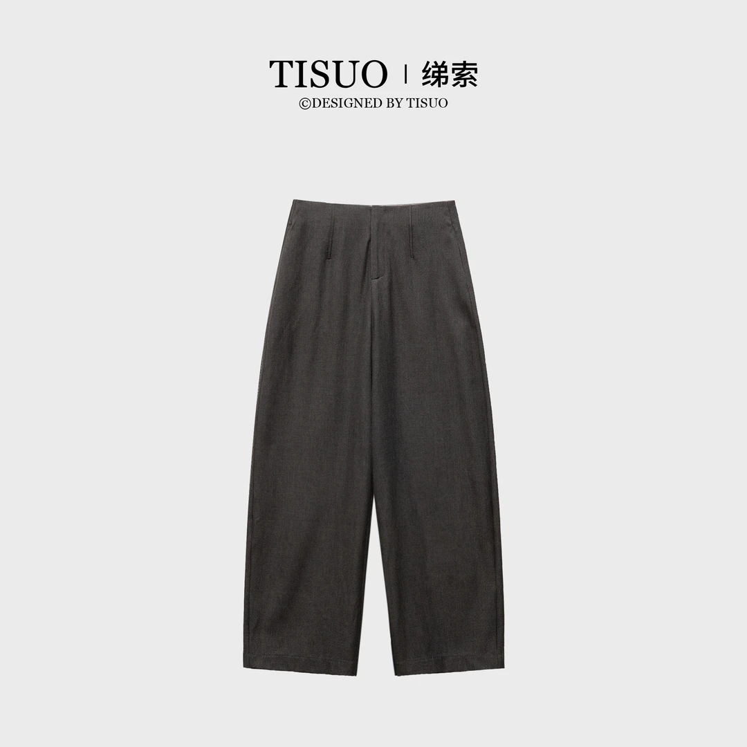 TISUO/绨索高级感内缝鱼骨收腹显瘦直筒休闲西裤TS503558