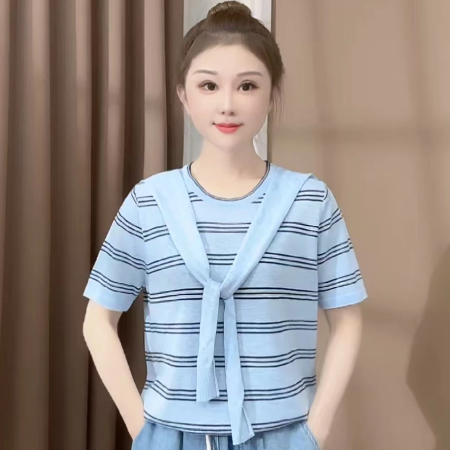 【希帆】【现货48小时内发货】针织衫 条纹披肩 SSY.3009#时尚百搭