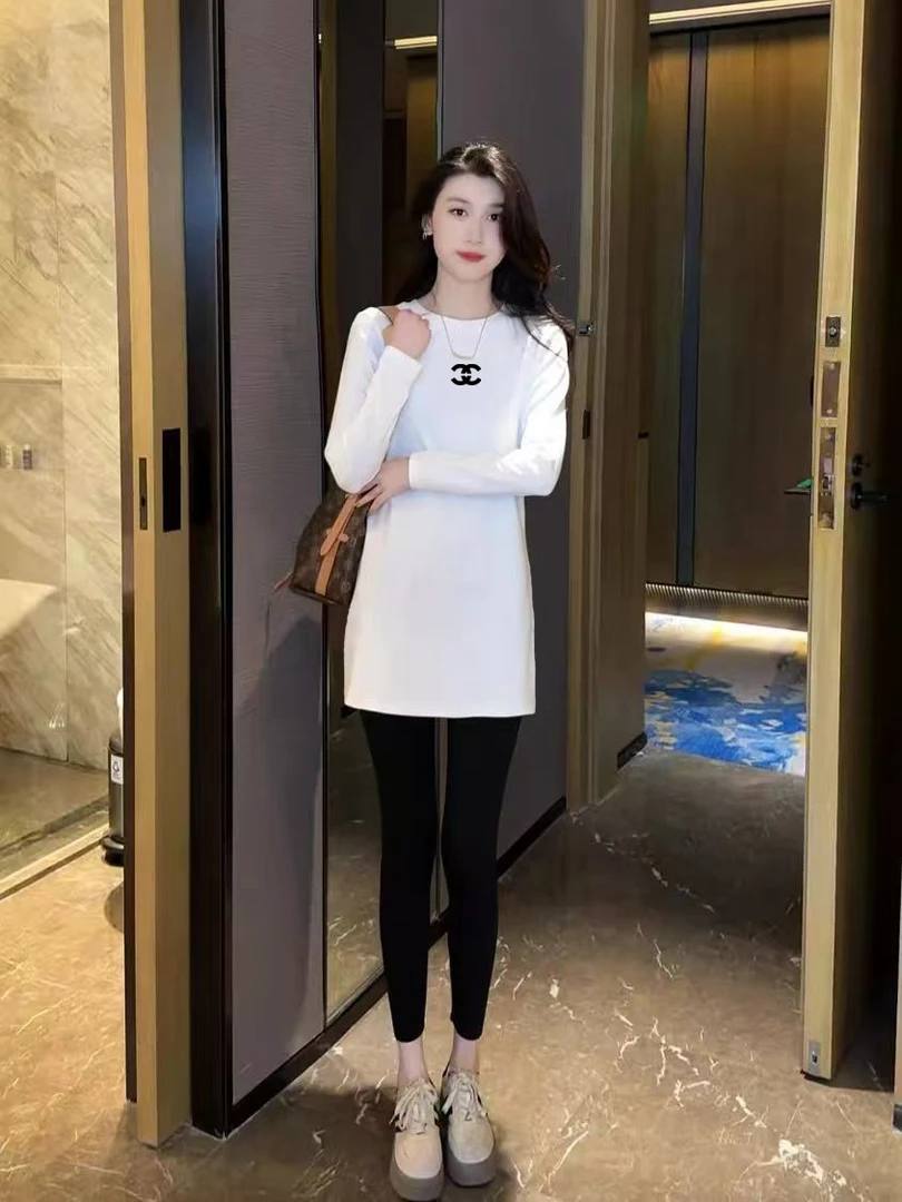 单两件欧货中长款长袖打底T恤秋冬磨毛加厚修身百搭保暖圆领上衣