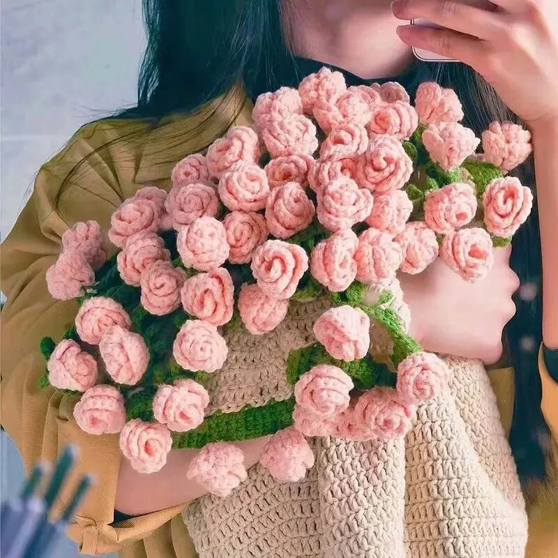 手工DIY创意礼物自制作花朵毯子铃兰花茉莉玫瑰花花束毯子材料包