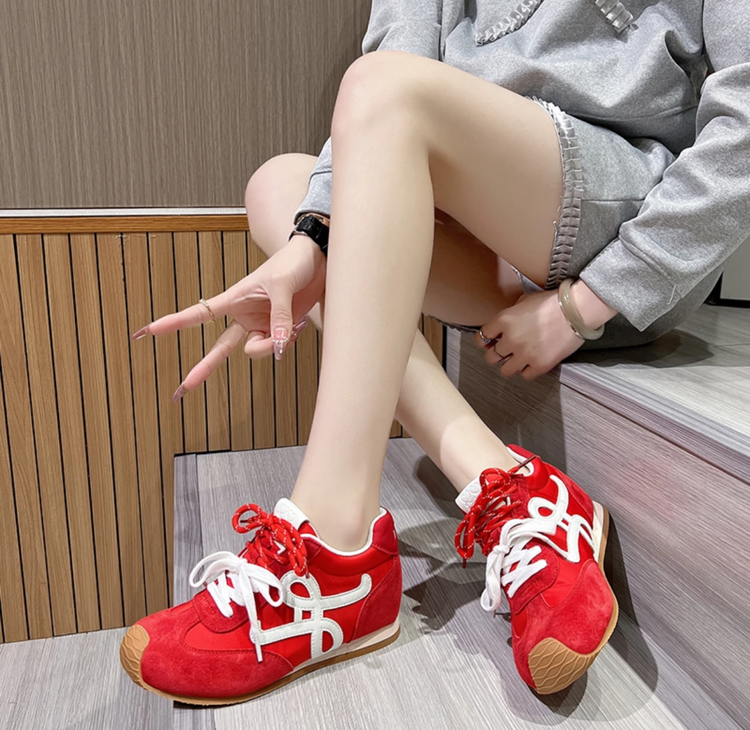 【轻松一米七】6cm 女生薄底2025新款夏季透气减龄运动休闲鞋德训