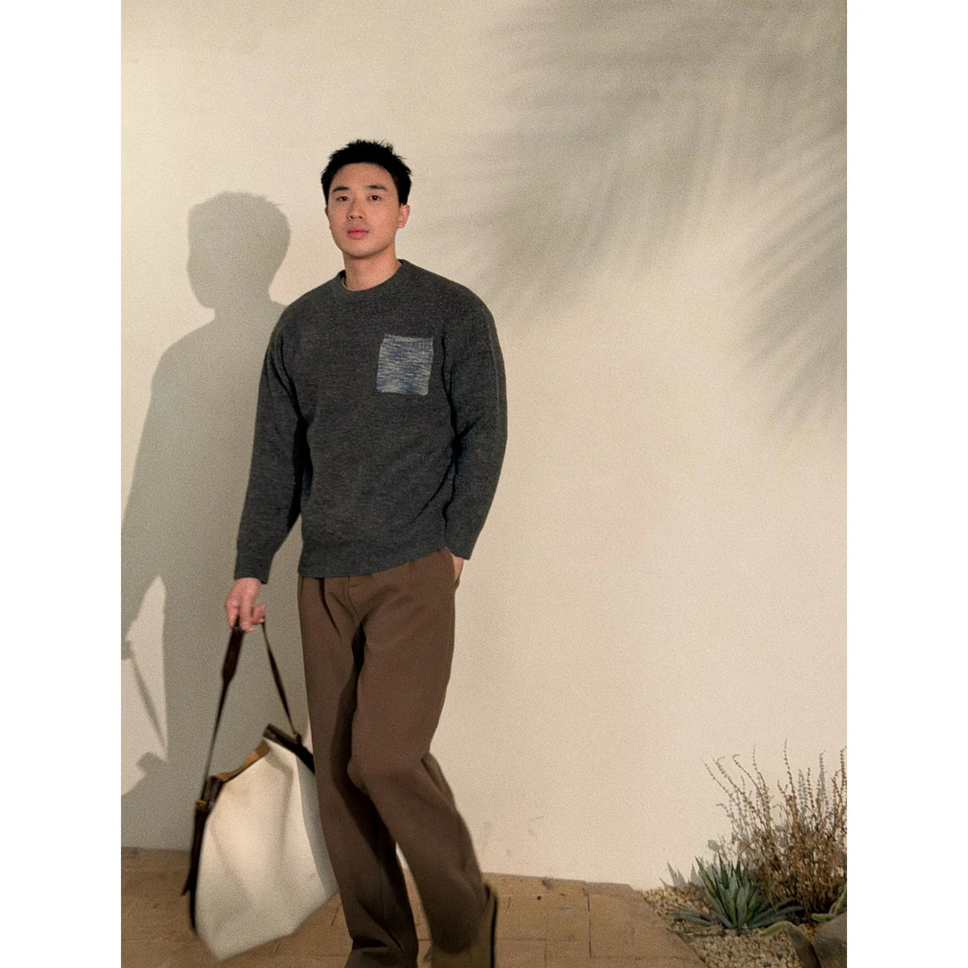 AttiCraft【仿羊绒】秋冬加厚保暖软糯针织衫慵懒宽松圆领毛衣男25