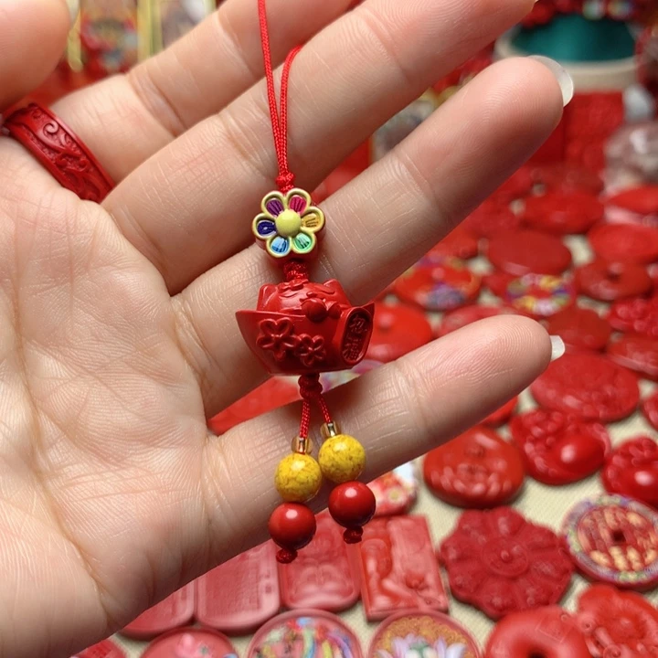 天然辰砂工艺品朱砂手机坠