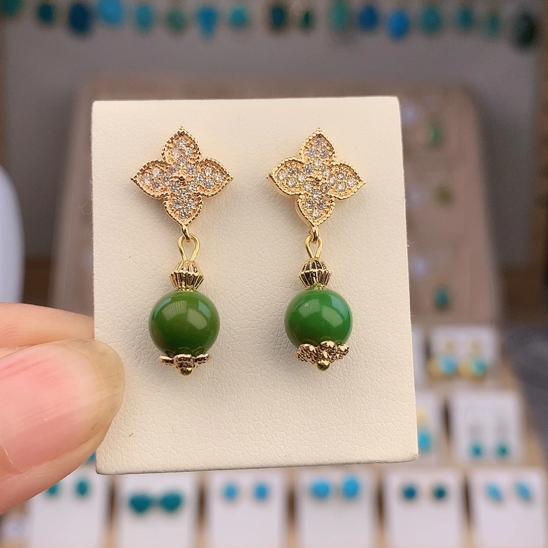 绿松石未镶嵌耳饰