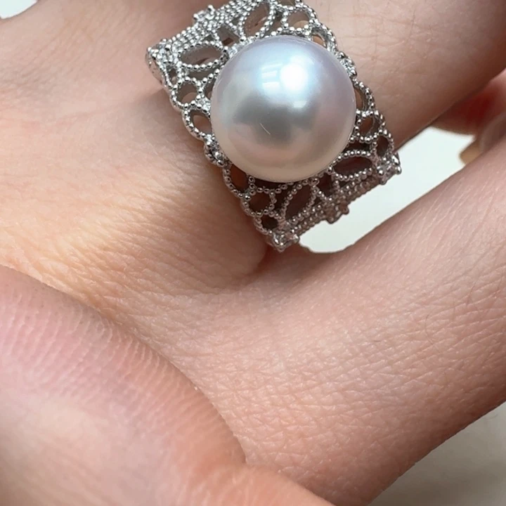 海水珍珠戒指银S925镶嵌