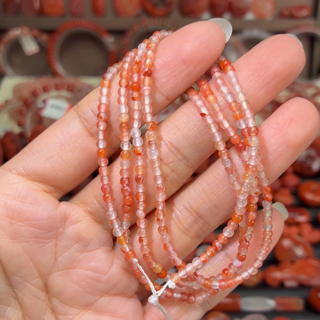 南红玛瑙未镶嵌颈饰糖果色小米珠多圈2+