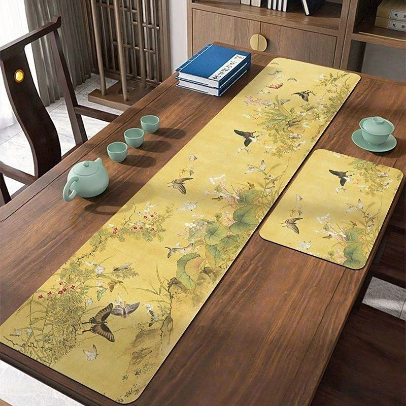 干泡台茶垫硅藻泥吸水茶席垫布桌旗中式禅意茶桌垫古风茶台专用垫