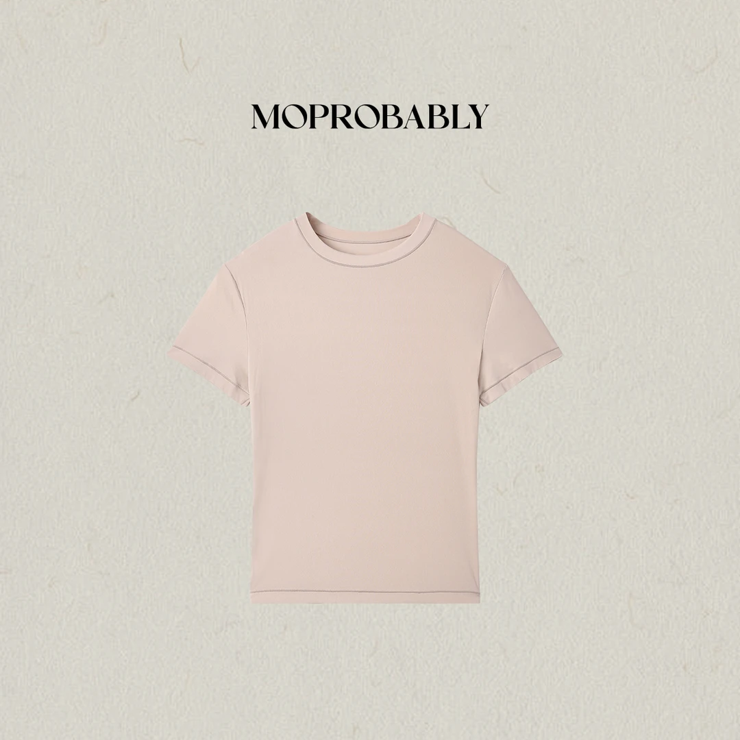 Moprobably李予诺「麻薯T」极简风基础纯色百搭圆领短袖T恤L5247273