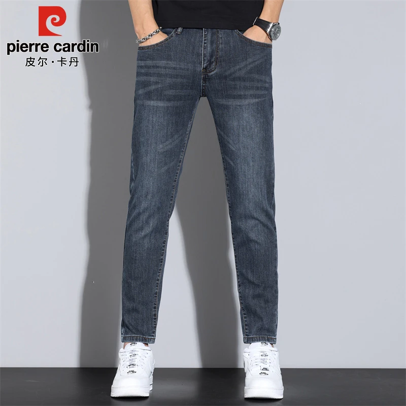皮尔卡丹男士休闲牛仔裤春秋季新款潮流美式百搭修身复古直筒裤子