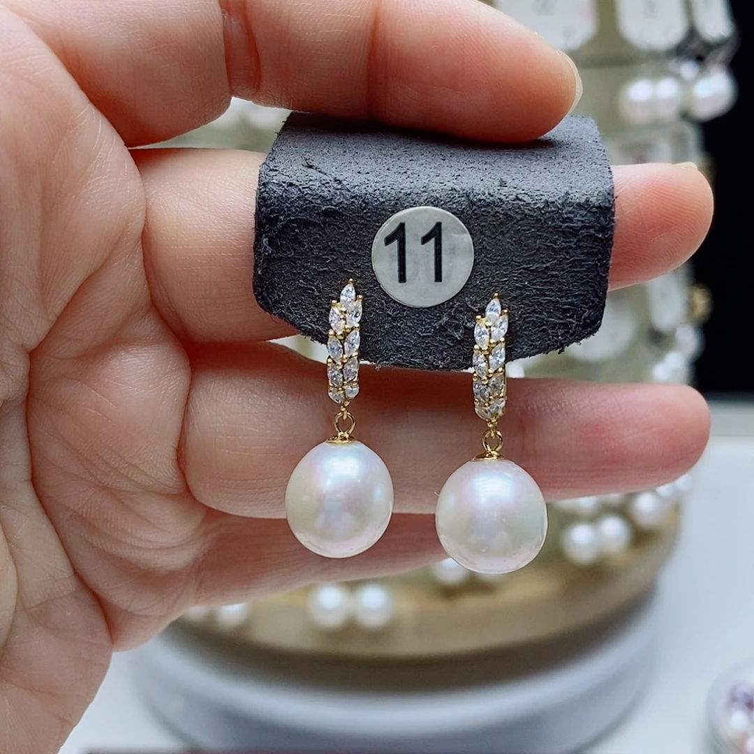 银S925镶嵌淡水珍珠耳饰