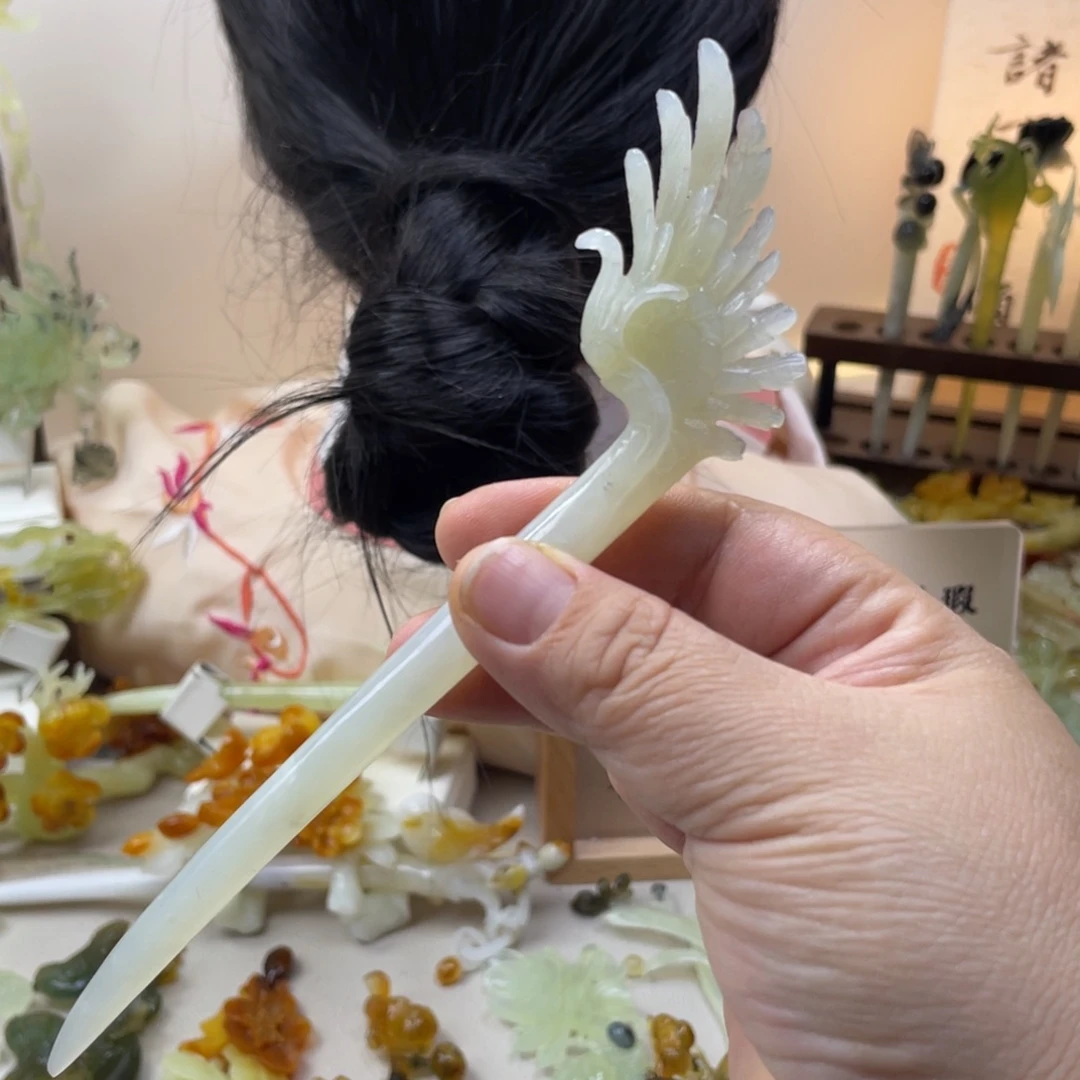 蛇纹石玉合金发饰