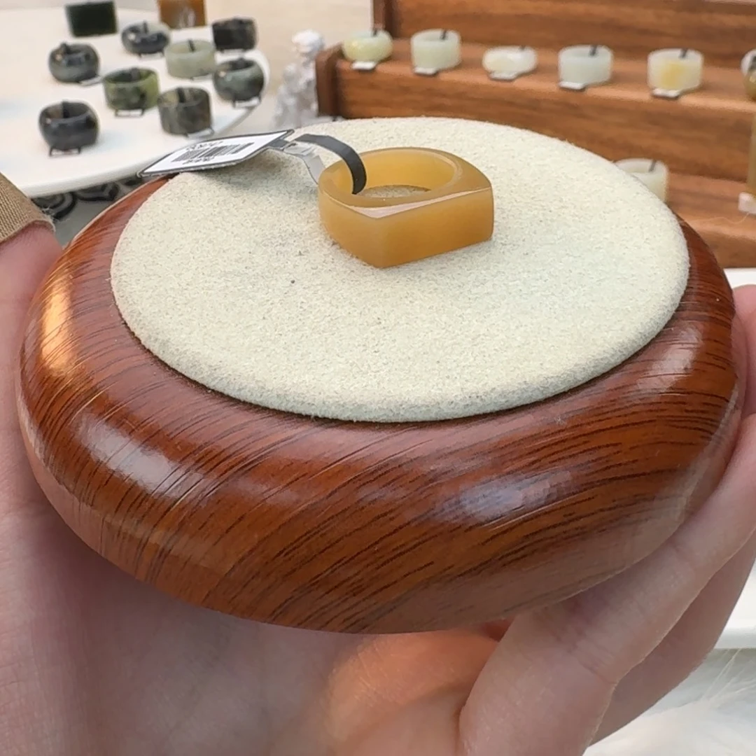 和田玉未镶嵌戒指橘糖马鞍16.34mmj25