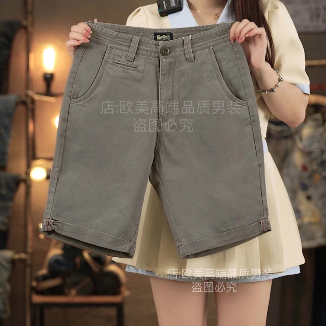 夏季原创男士高端休闲裤短裤灰色卡其色咖啡色工装裤中裤五分潮牌