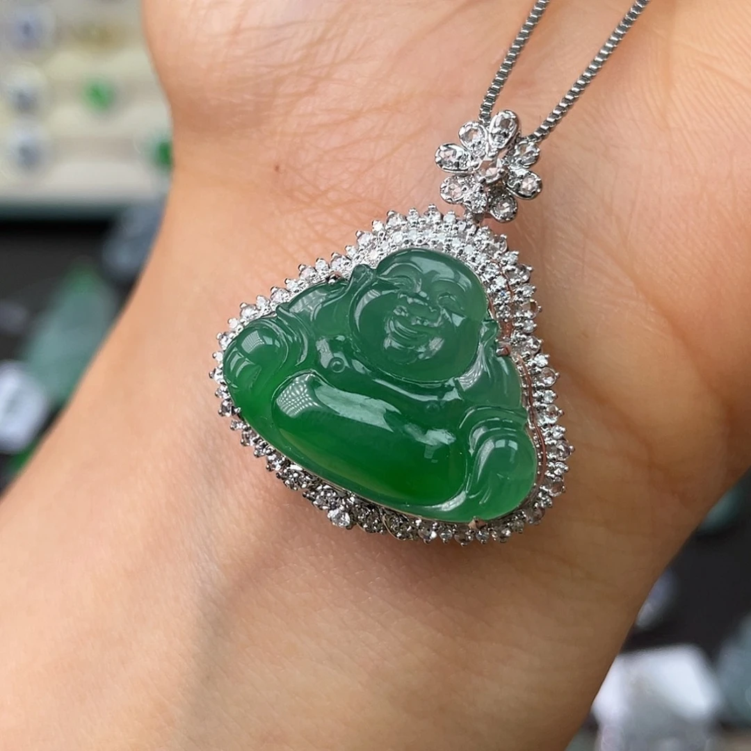 翡翠18K金镶嵌吊坠(不含链)