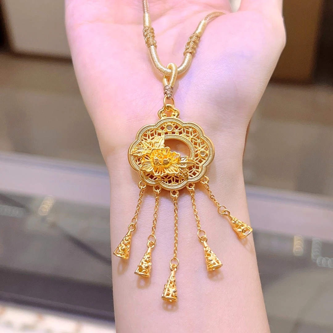 【思思专属】足金999花窗牡丹（赠编绳编好发）多退少补 双11礼物特惠