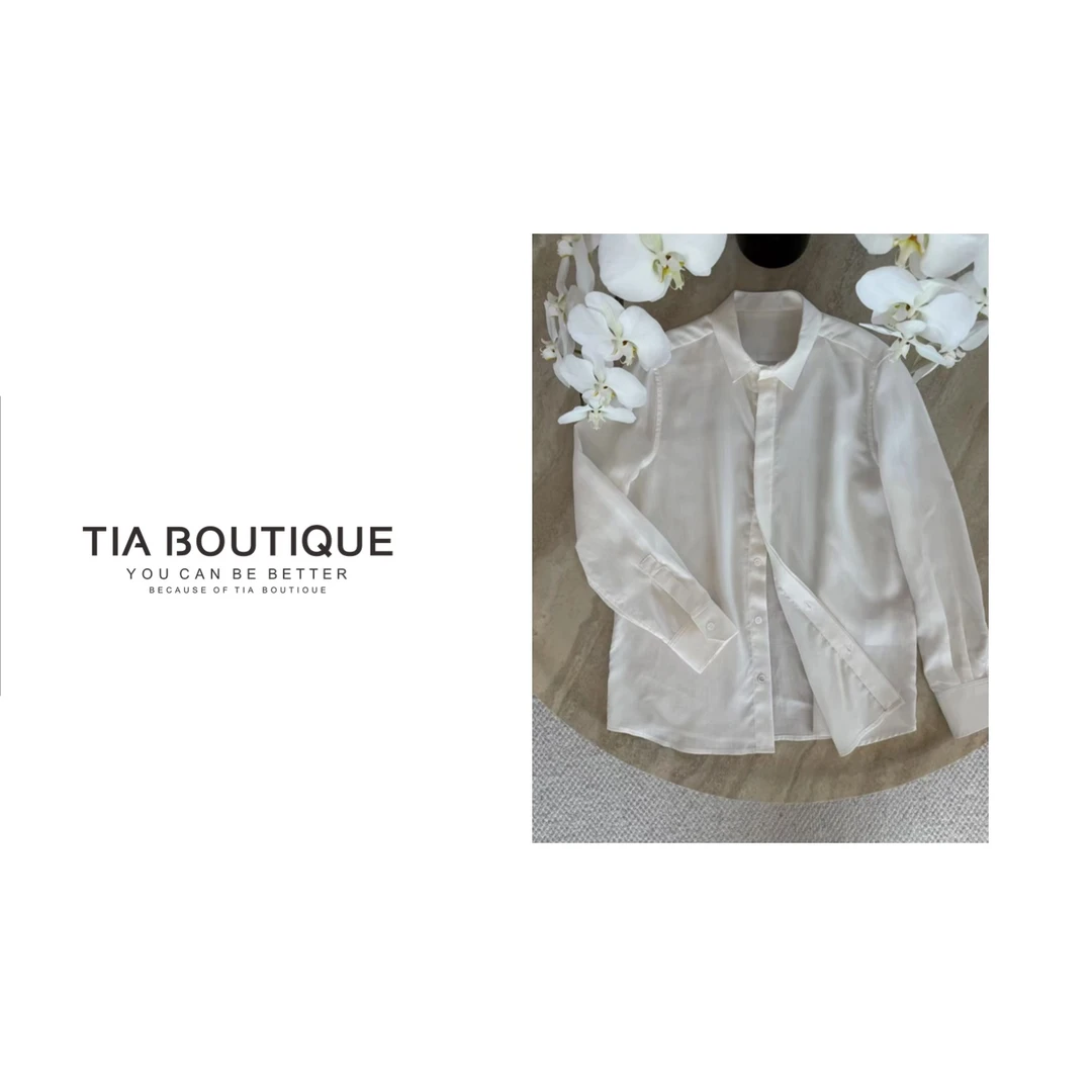 【lisa衬衫】杨树林黑标顶版定制面料刺绣标小领时髦精白衬衫SY0145