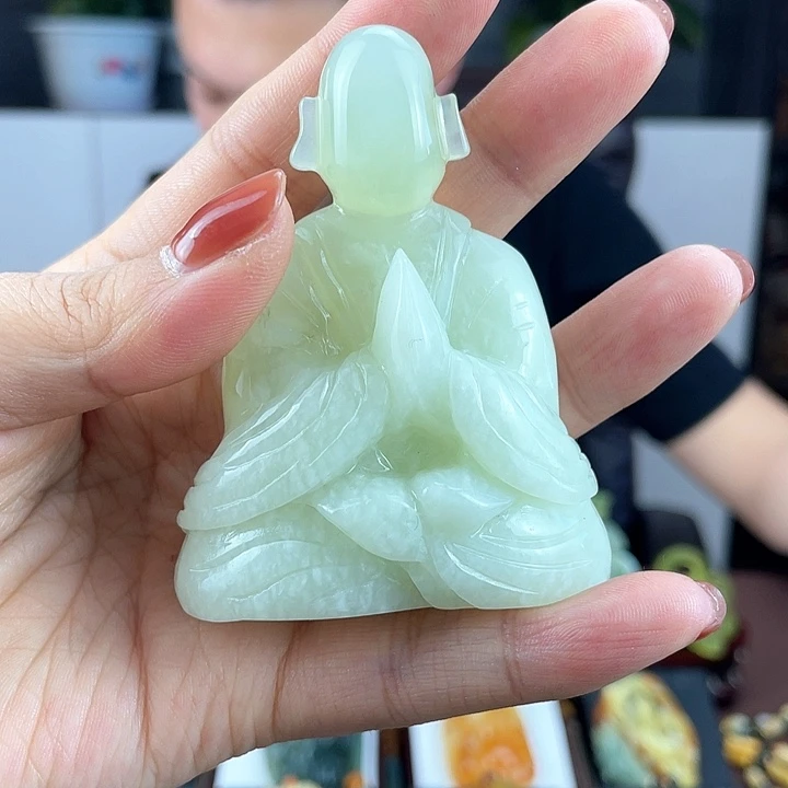 蛇纹石玉手把件未镶嵌魅***姐