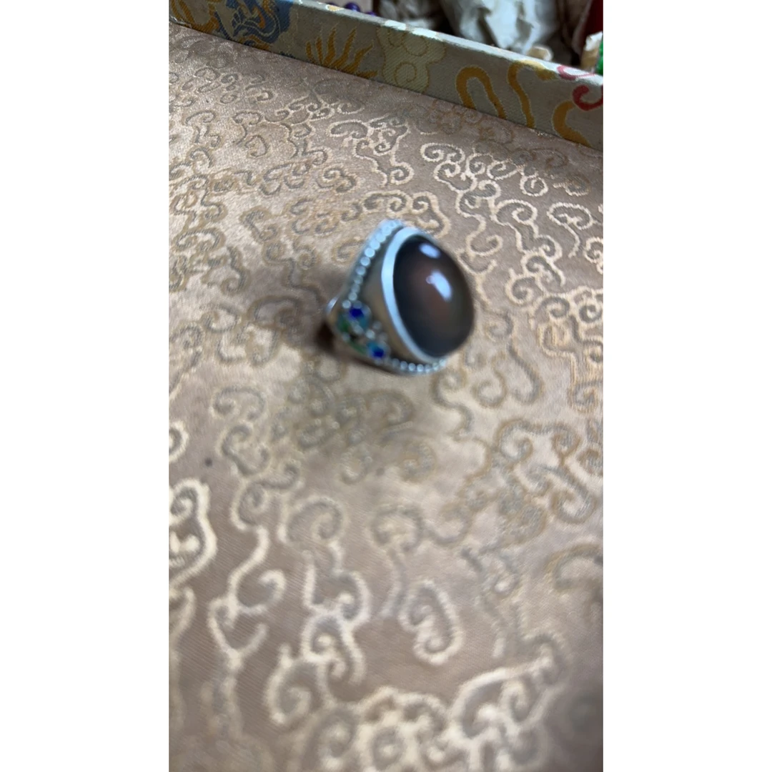 琥珀变色景泰蓝戒指