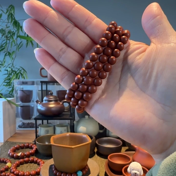 茶叶罐紫砂原矿朱泥三圈手链卡7mm珠子