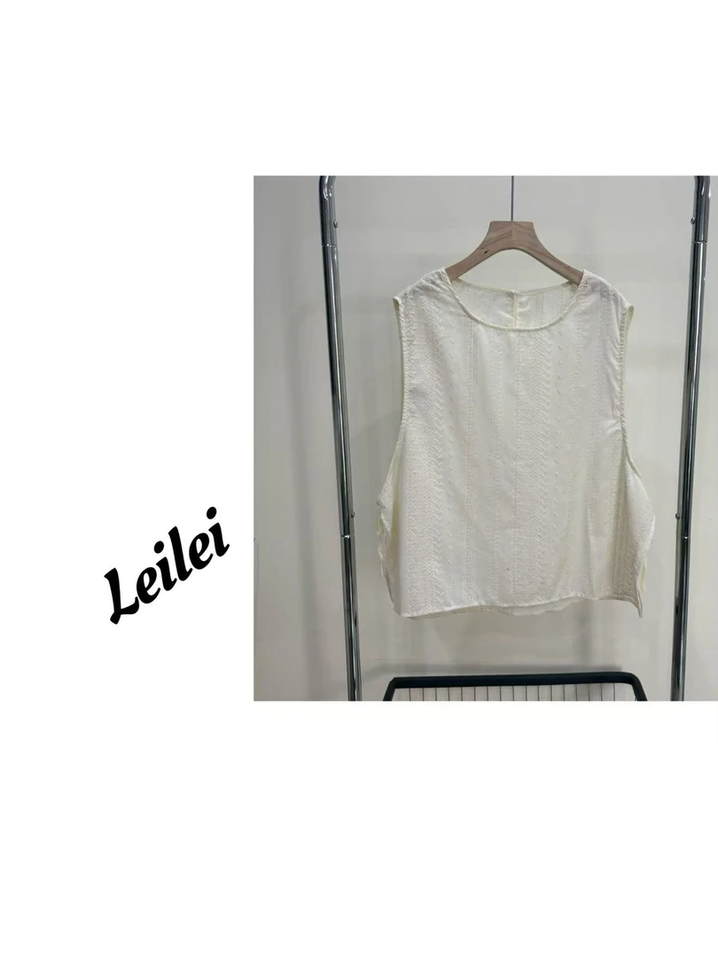 Leilei【钩花马甲】25年夏季宽松文艺刺绣设计感小背心罩衫马甲2369