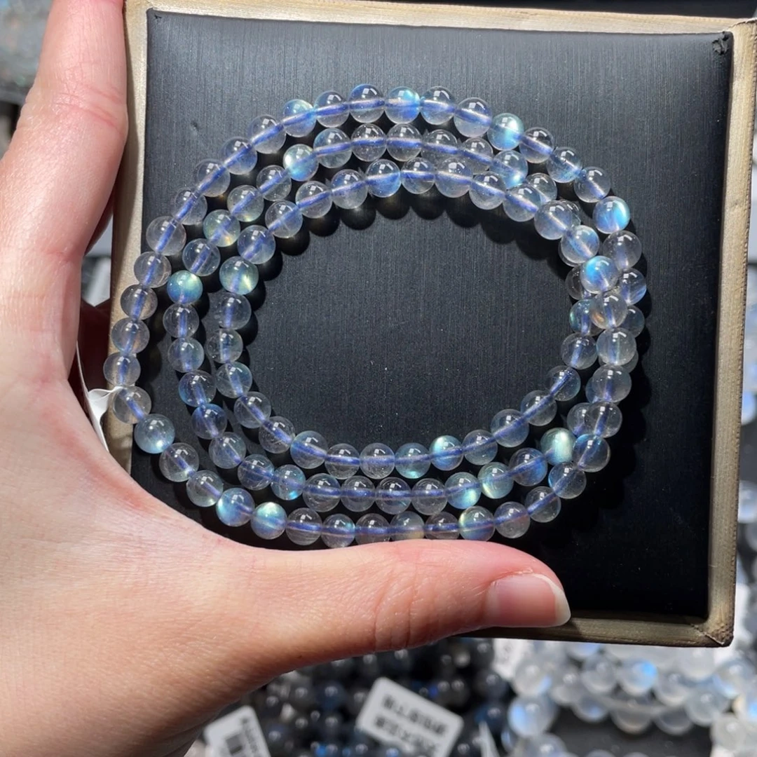 手链长石未镶嵌多圈彩光灰月光5m+