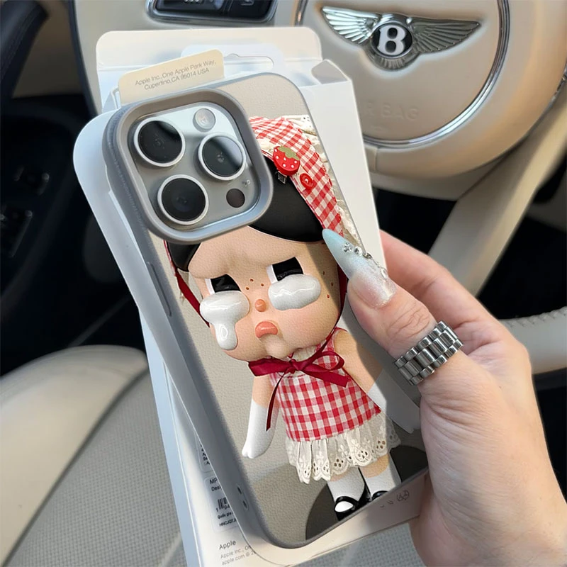 头巾哭娃适用苹果16p/15手机壳iPhone14promax13荔枝纹12防摔11软