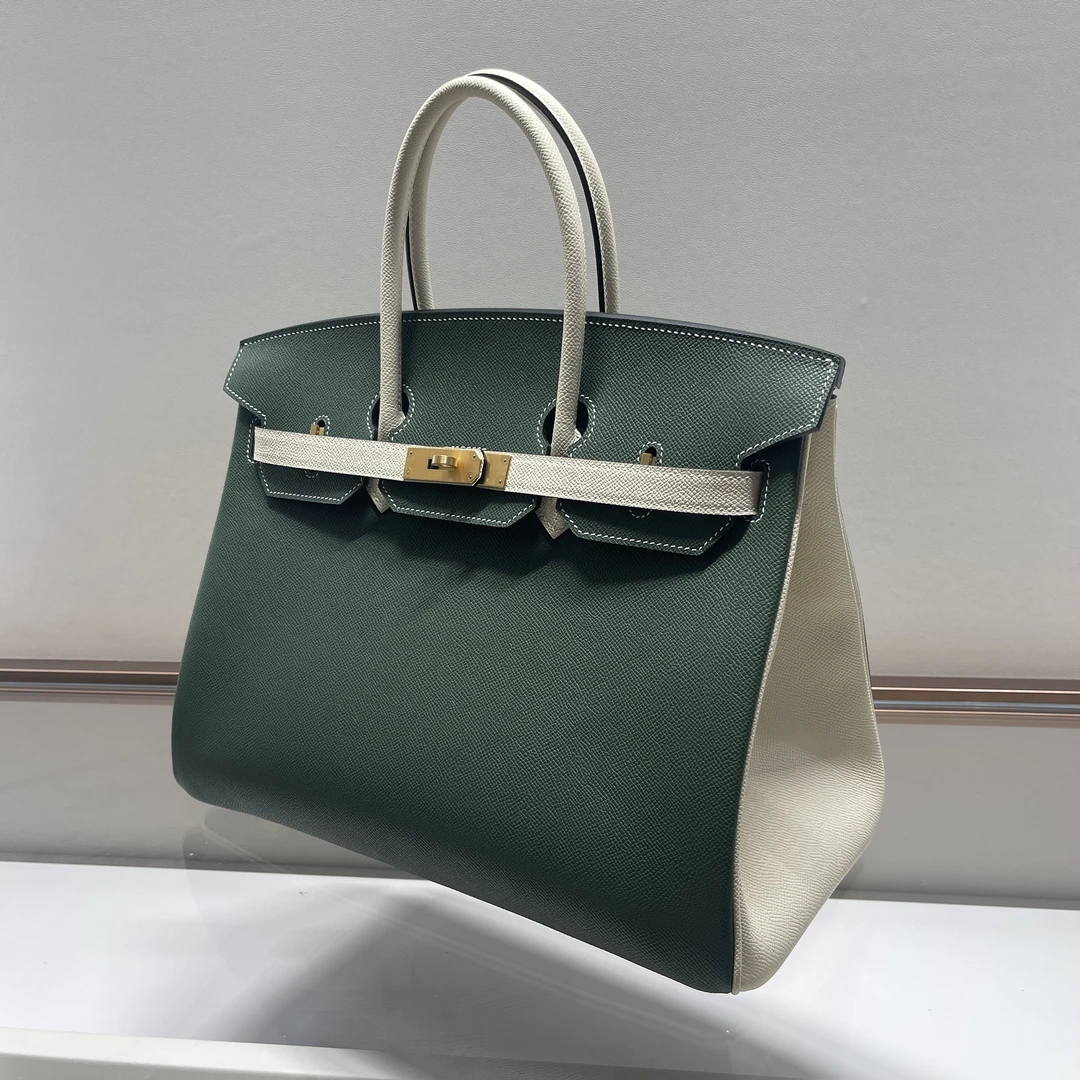 铂金35单肩奢侈女士耐磨黑色简约风包轻奢绿色单肩包墨绿