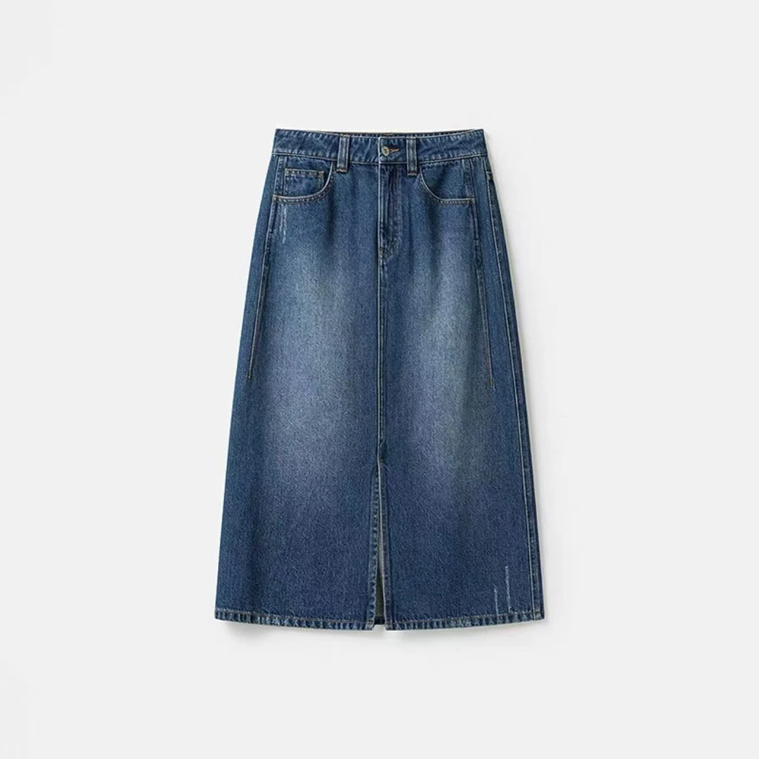 【】宽松水洗牛仔新款基础百搭半身裙 Q865