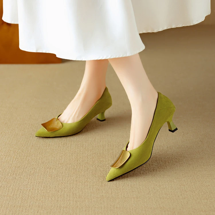 5.5cm~法式晚风气质尖头浅口单鞋女春秋新款气质通勤细跟高跟鞋女
