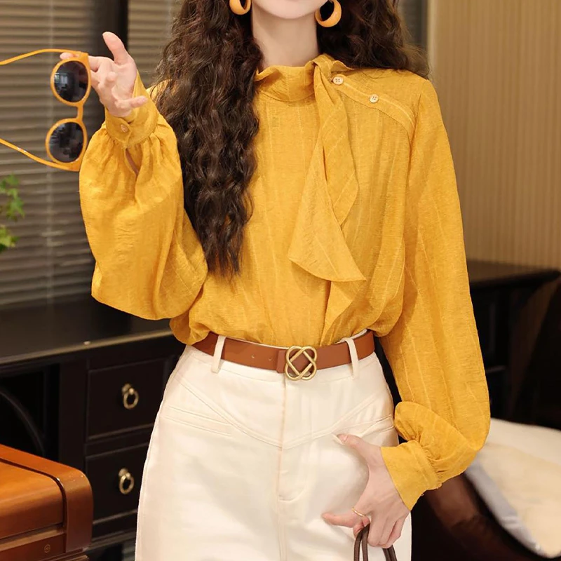 小众简约风纯色圆领衬衫女早秋新款轻薄防晒藏肉遮肚显瘦百搭上衣