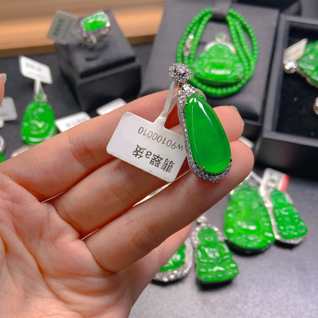 翡翠银S925镶嵌吊坠(不含链)