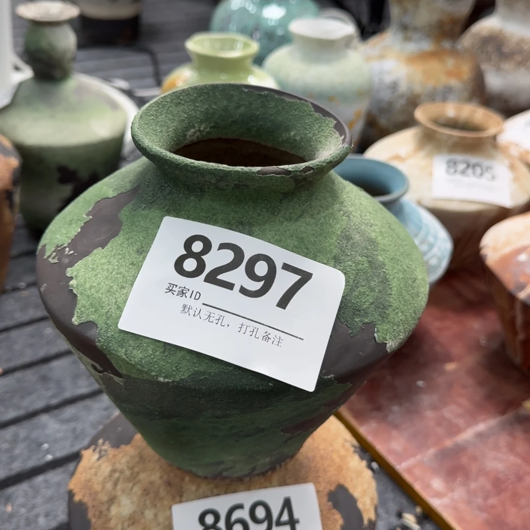 摆件陶景德镇高温花瓶编码8297高17口6默认无孔