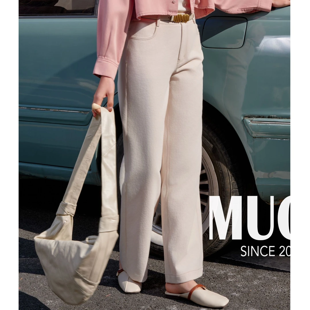 MUGE/慕歌阔腿裤显瘦卫裤高腰外穿高弹力直筒裤薄款长裤休闲裤